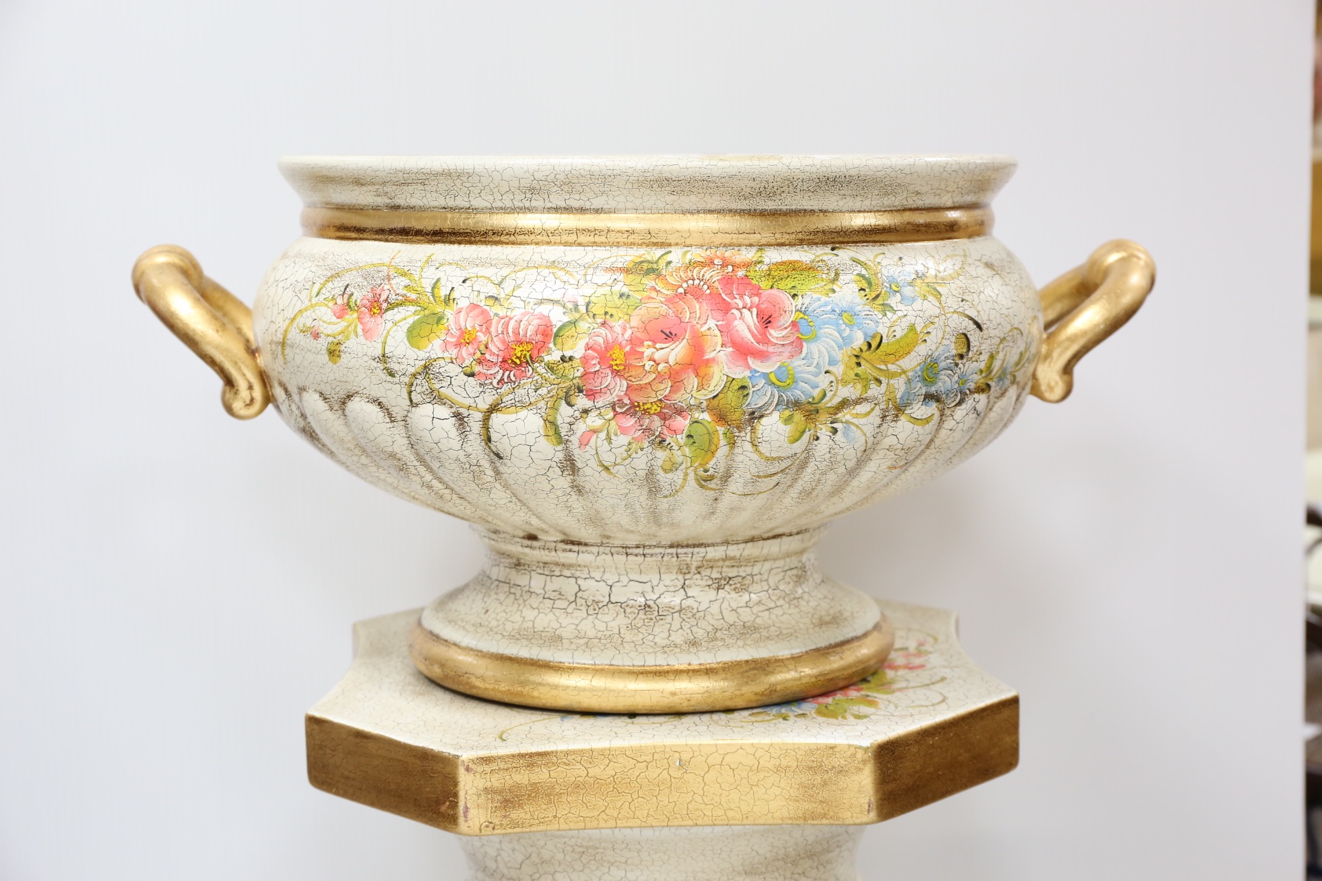 大型陶器花瓶（台付）  [3K-1219]3