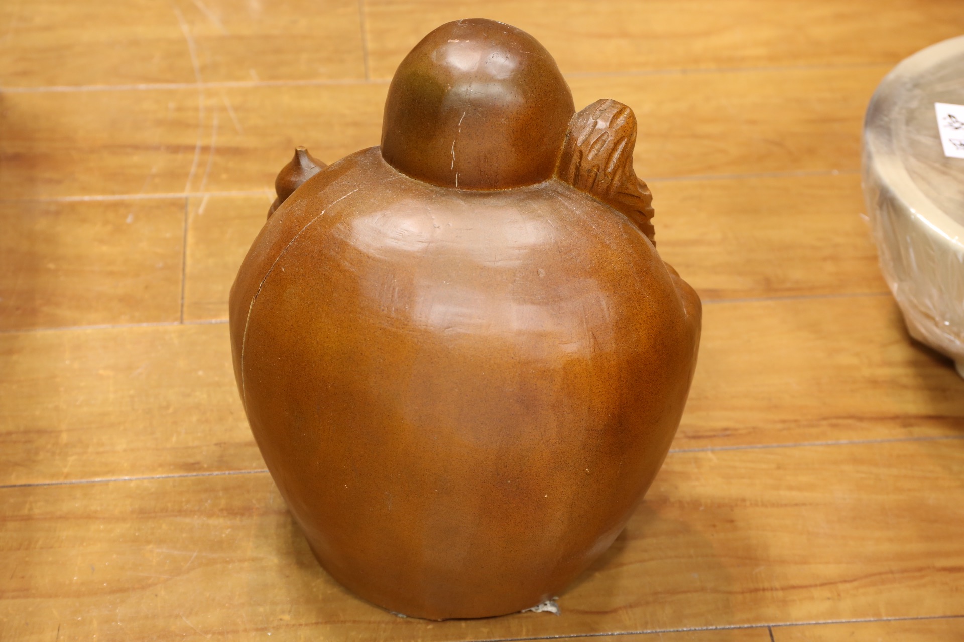 丸い形の木彫寿老人 [2z-3023]3