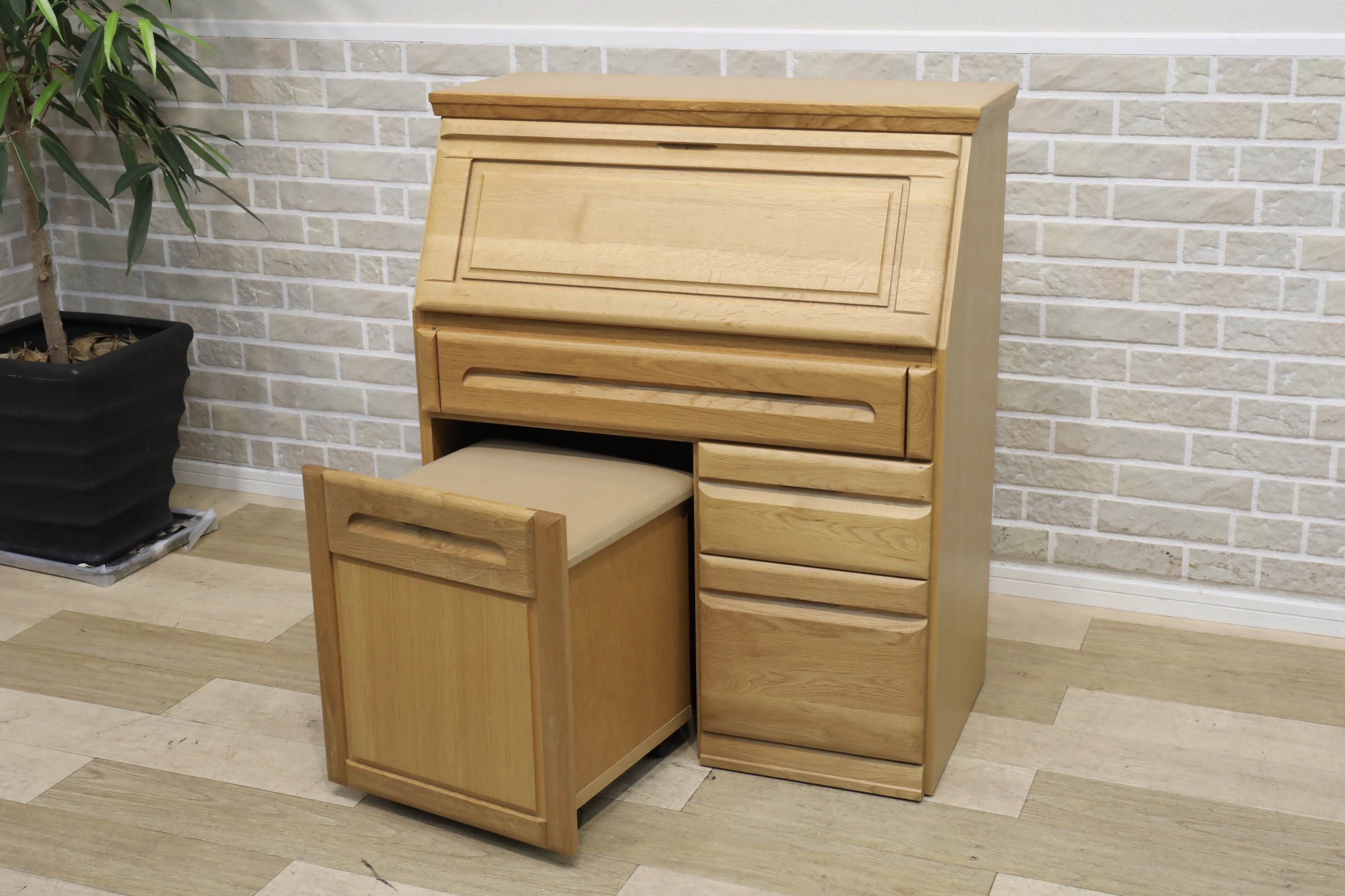 D1072】ライティングビューロー 書斎机＆椅子 木製 サークルワン商品情報