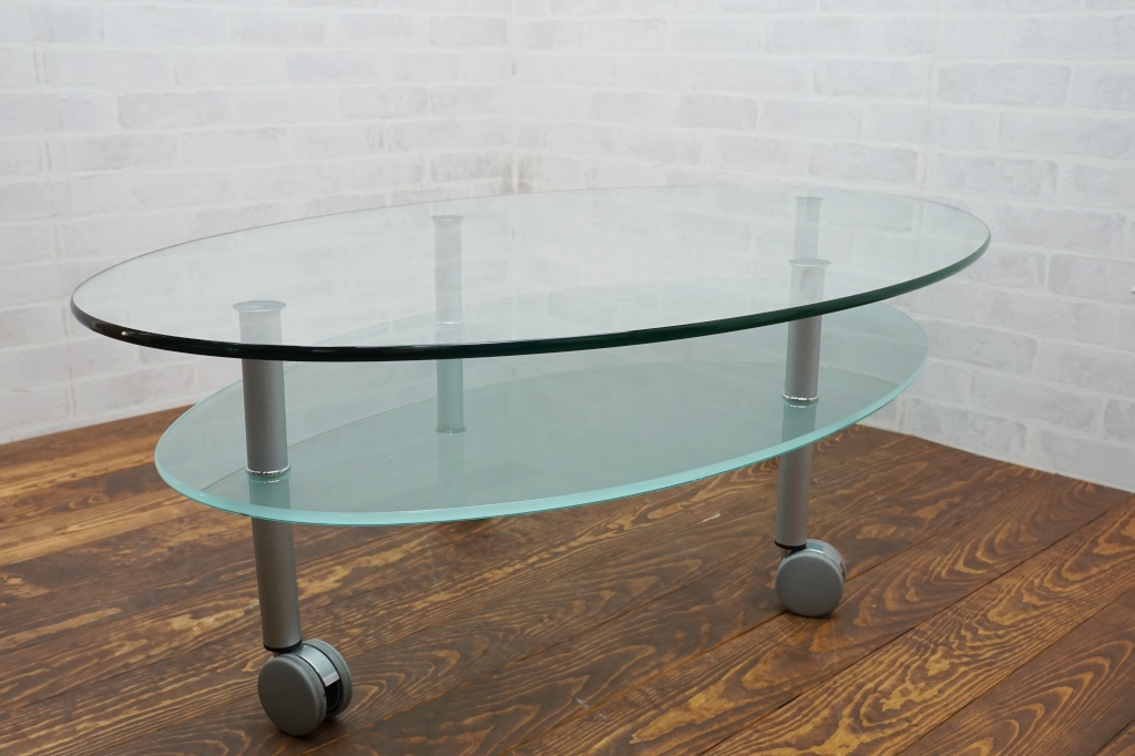 ロナルドシュミット　ガラス　オーバルテーブル2