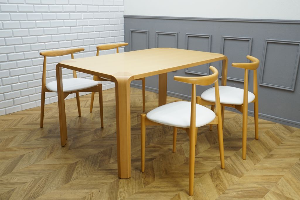 あす楽対応】 天童木工円形テーブル椅子セット - ダイニングテーブル